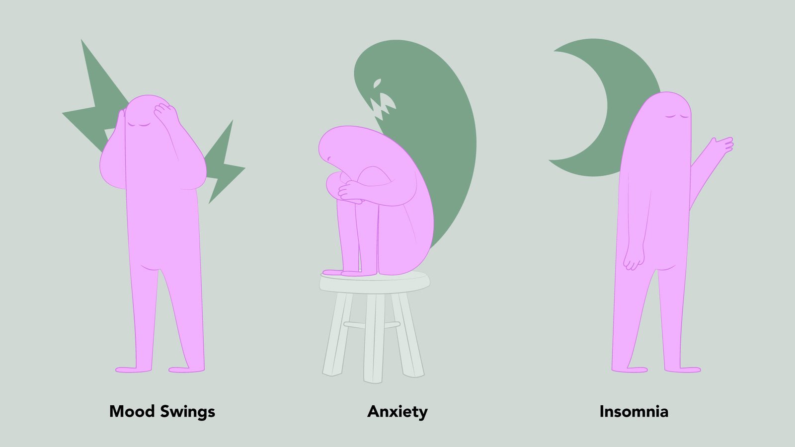 Mood Swings, Anxiety, Insomnia Illustration