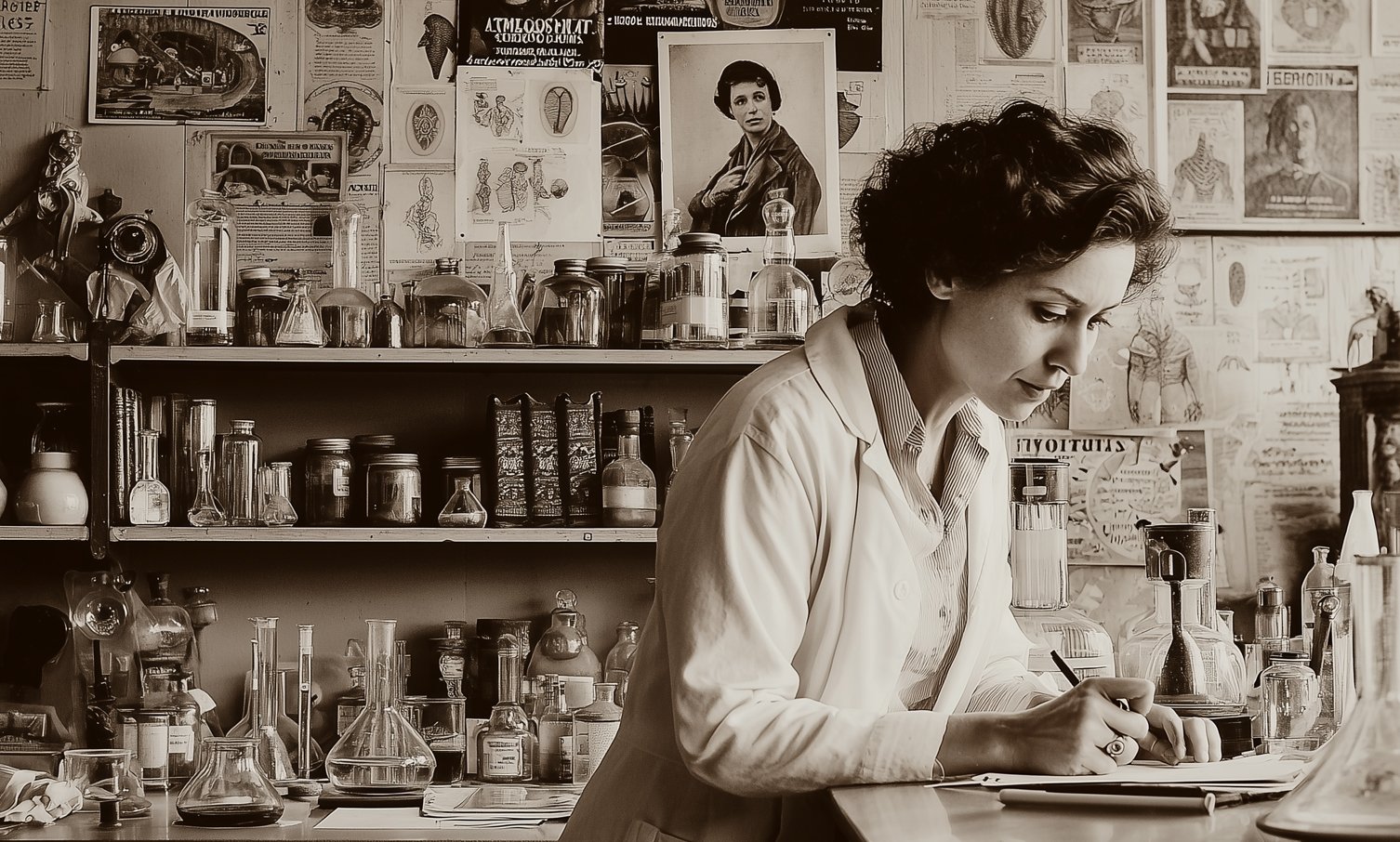 a woman i laboratory scientist menopause documents on tabel