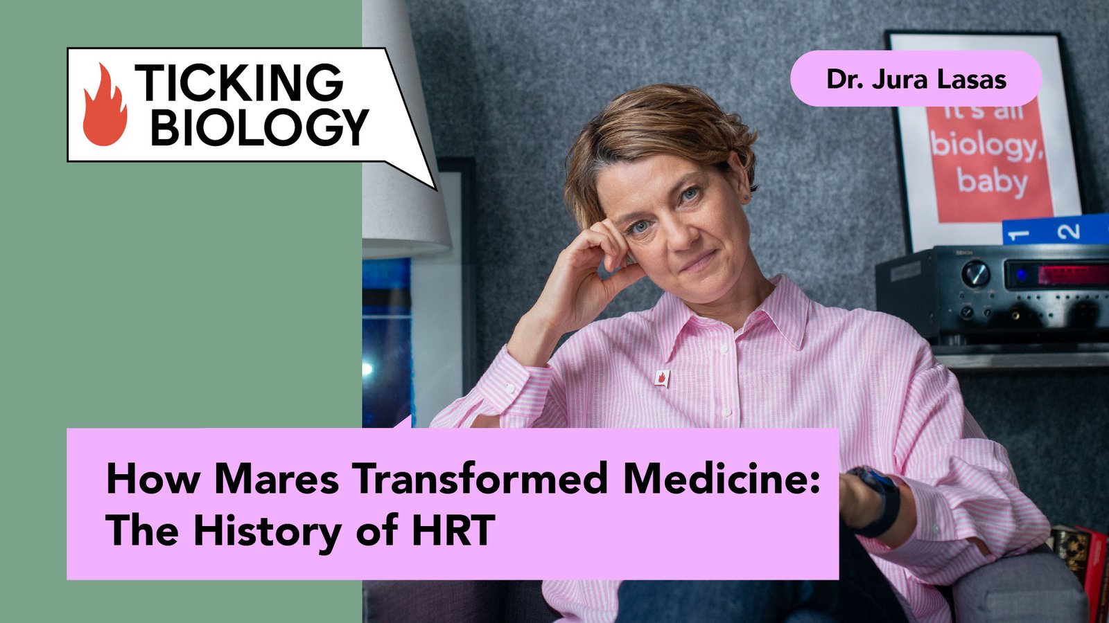 Dr. Jura Lasas presenting a video titled “How Mares Transformed Medicine: The History of HRT” for Ticking Biology.