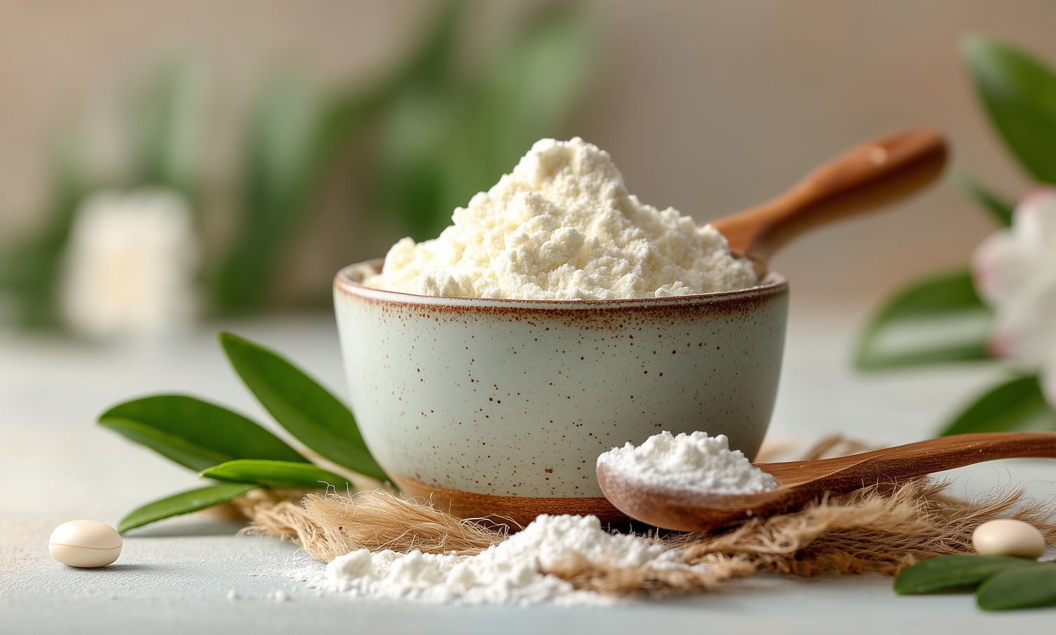 collagen powder with a spoon