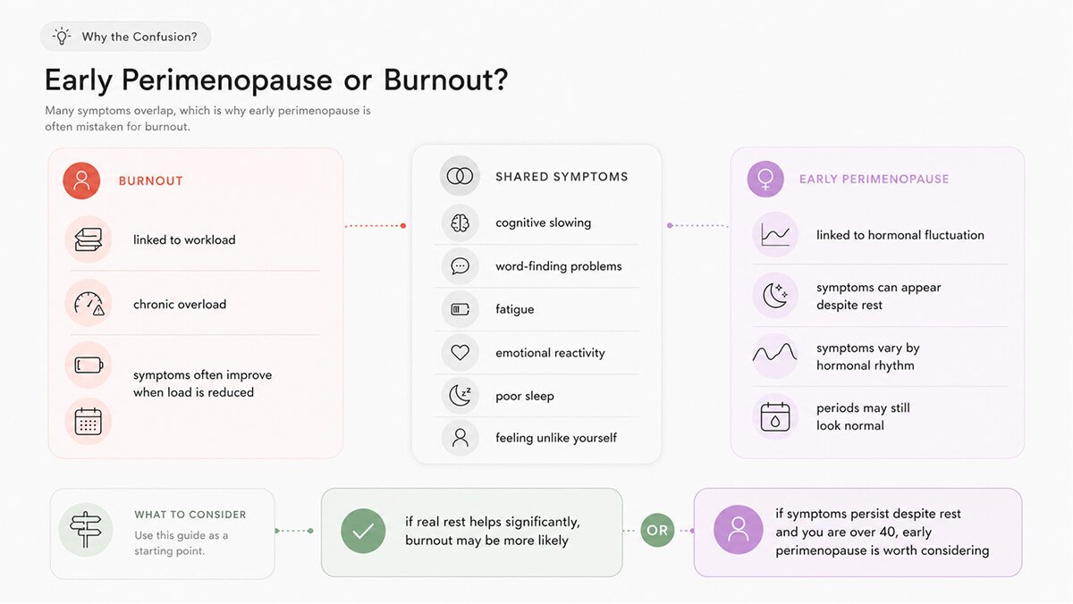 Confusion between early perimenopause and burnout